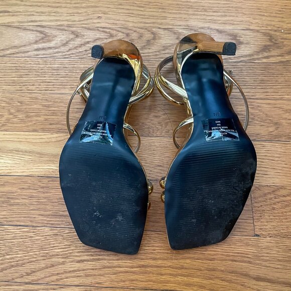 Calvin Klein Golden Heeled Sandal - 4" - Square Toe & Stunning- Size 6 - Picture 10 of 10